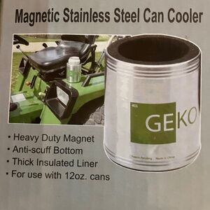 MAGNETIC CAN COOLER, STAINLESS STEEL, KEEP DRINK COLD WHILE ON MOWER OR TRACTOR